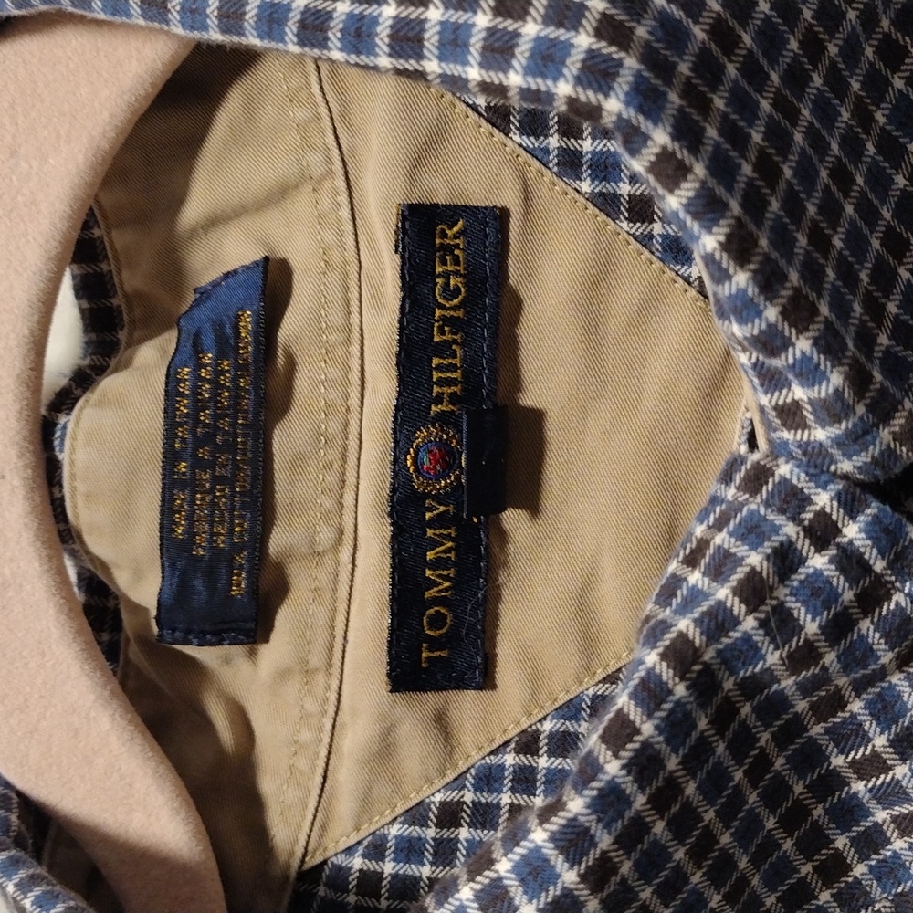 Xxl Tommy Hilfiger long sleeve button down shirt blue black plaid pattern